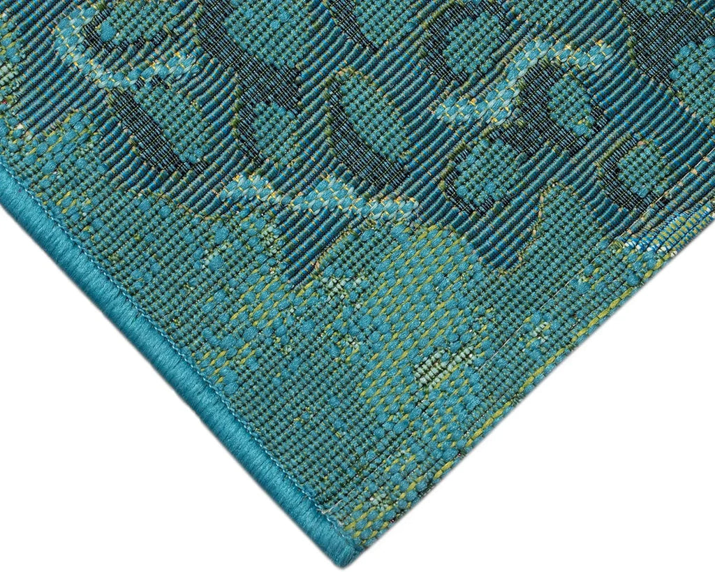 Marina Indoor/Outdoor Power Loomed Synthetic Blend Low Profile Area Rug - Transitional Graphic Coastal Animal Colorful (Fish Aqua) (6'6"  9'4")