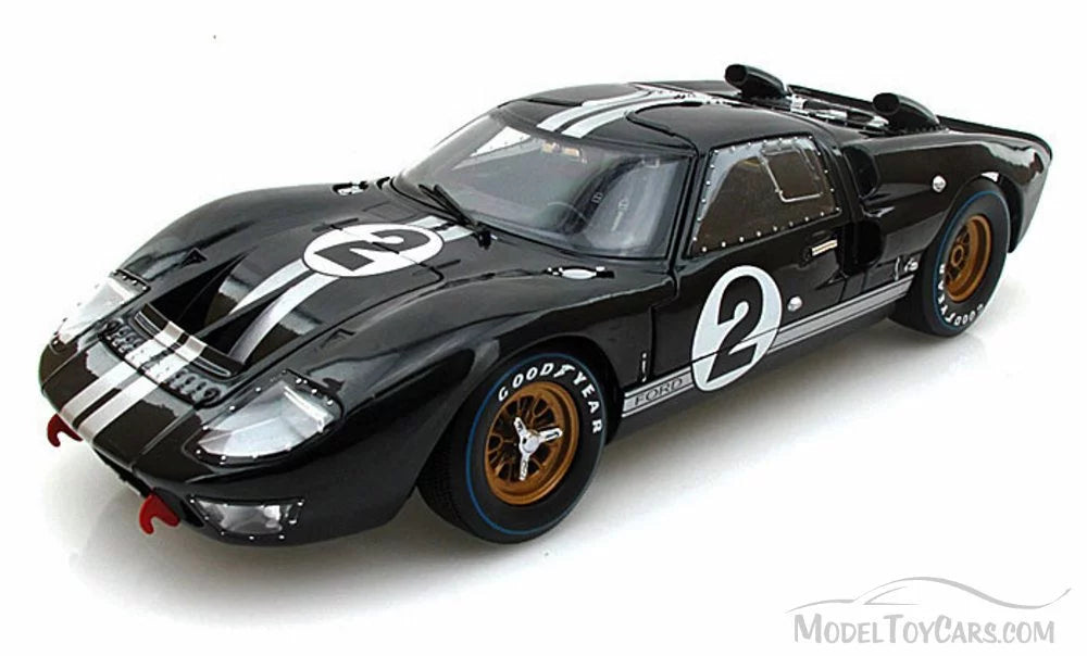 1966 Ford -40   #2, Black w/ Silver Stripes - Shelby   - 1/18 Scale Diecast Model Toy Car