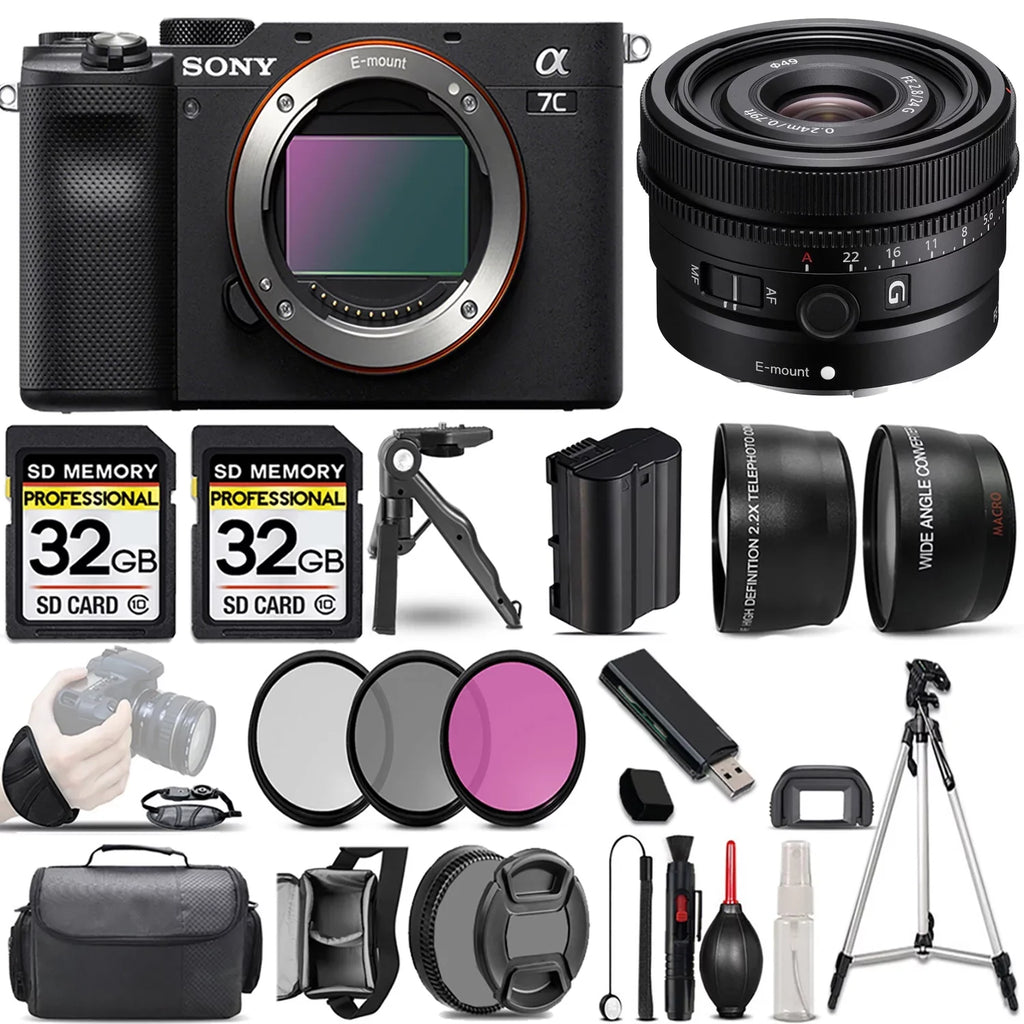 Sony a7C Camera (Black) Camera +24mm f/2.8  Lens +3  Filter +64GB