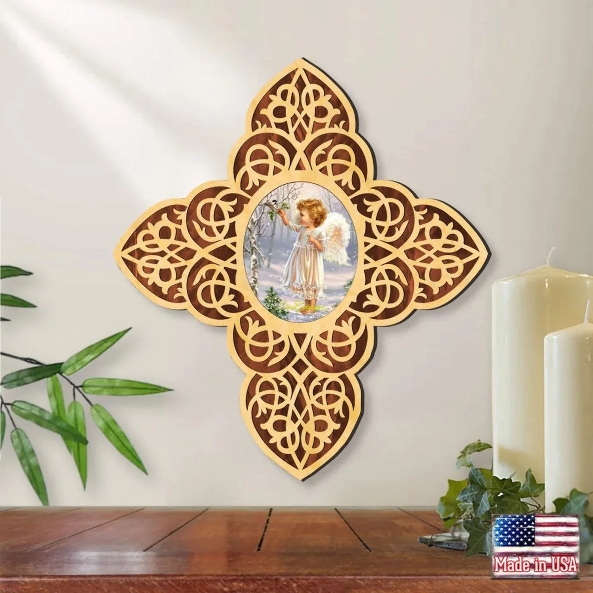 Angel Girl Filigree Wooden Cross by . Gelsinger | Inspirational Icon �cor - 88482-
