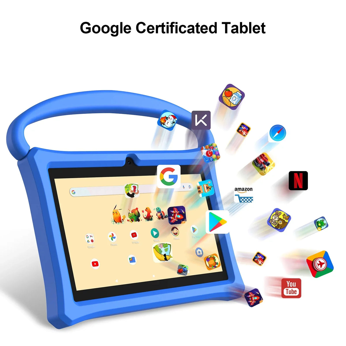 7 inch Kids Tablet, 2GB  32GB , Android 11 Tablet, WiFi6, Bluetooth, Parental Control Pre-Installed Learning Tablet Apps for Toddlers Children Kid-Proof Protective Case, Google Play(Blue)