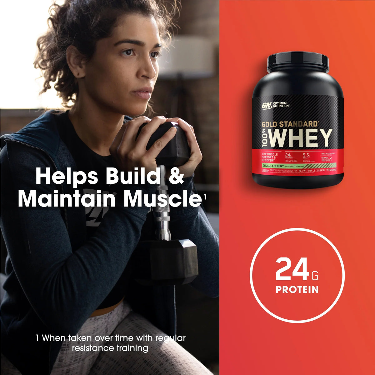 Optimum Nutrition, Gold Standard 100% Whey Protein Powder, Chocolate Mint, 4.94 lb, 70 Servings