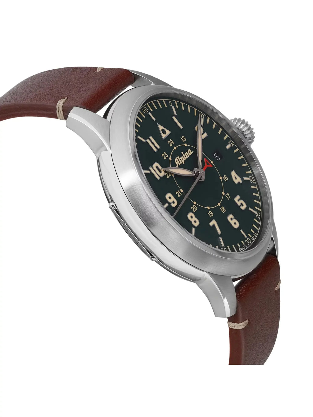Alpina Pilot Heritage Startimer 44mm Steel Green Dial Mens Watch -525KBG4SH6
