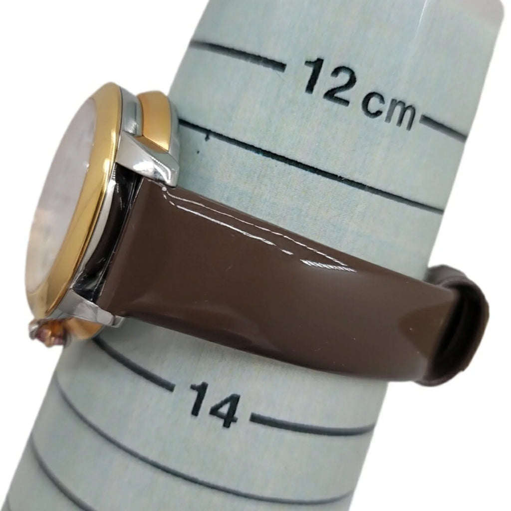 Pre-Owned  Fendi Eye Shine Enamel Belt  3 Colors Quartz Brown Watch Clock Fashionable Shell Black Spinel Topaz Women's (Like New)