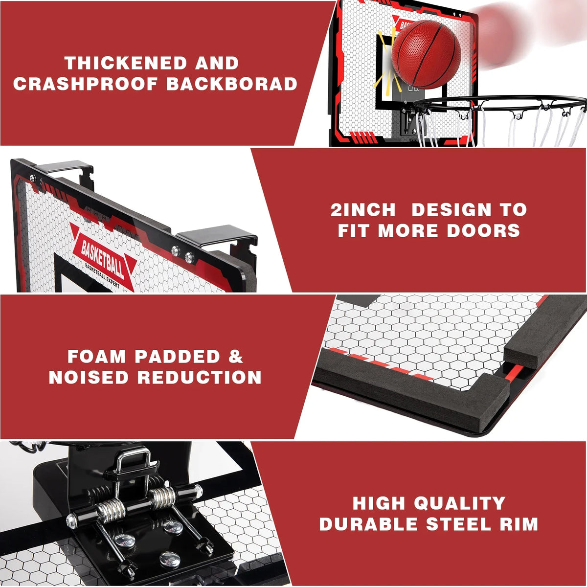 Indoor Basketball Hoop for Kids, Indoor Over The Door Basketball Hoops,  Light Mini Basketball Goals with 2 Balls & Electronic Scoreboard, Christmas Toys Gifts for 5 6 7 8 9 10 11 12+ Year Old Boys