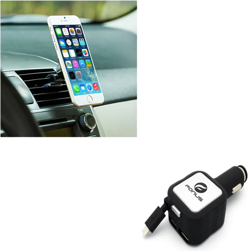 Air Vent Magnetic Car Mount w 4.8Amp Retractable Charger for  + (2018) - Motorola Moto   ()  Plus    Play, Droid Turbo 2 - Samsung Galaxy Sky,   , On5