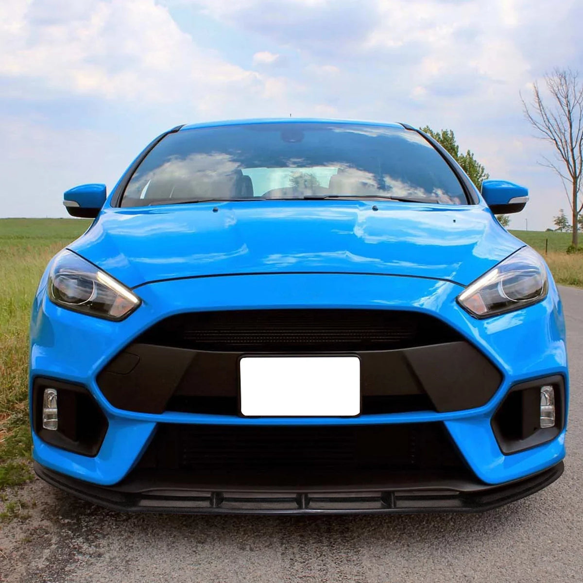 Ikon Motorsports Front Bumper Lip Spoiler Lower Air Dam Chin Splitter Added on Bodykit Replacement Compatible With 2016-2018 Ford Focus  Unpainted Black  Polyurethane 2017