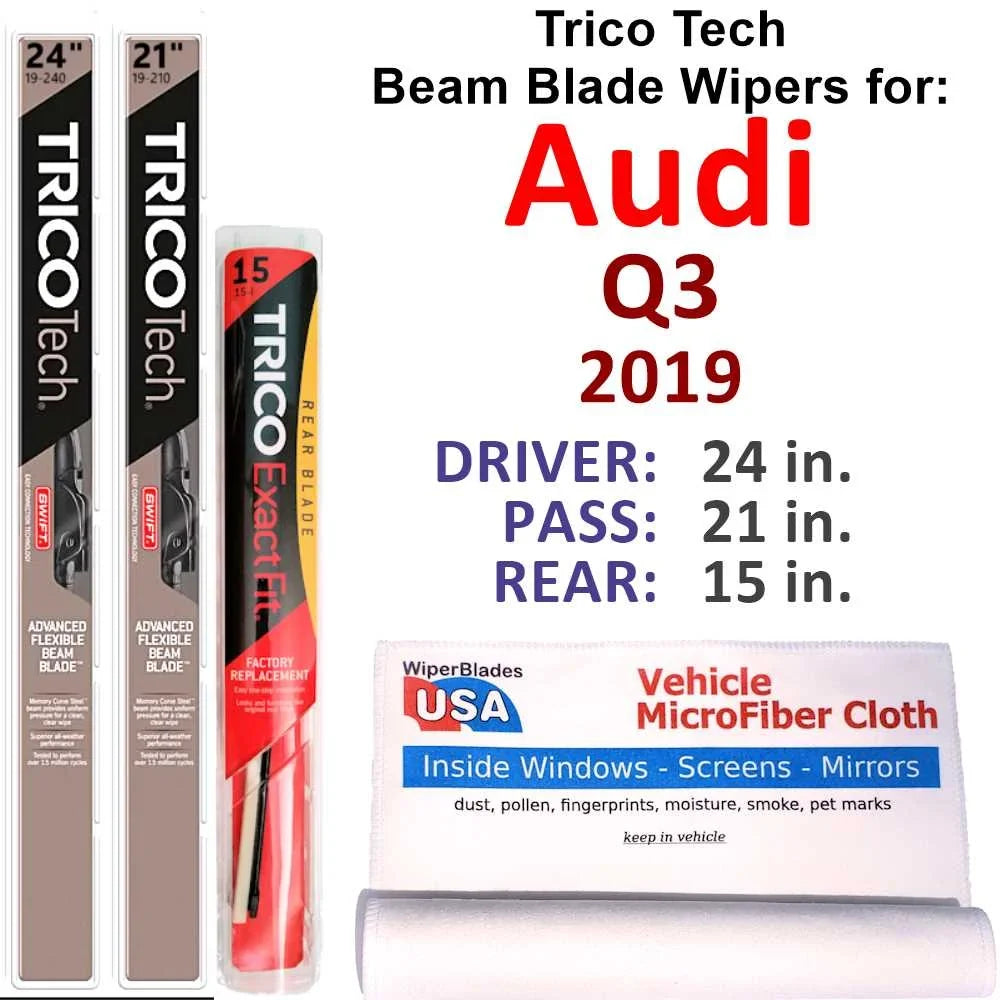 2019 Audi  Beam Blade Wipers (Set of 3) w/Rear Wiper