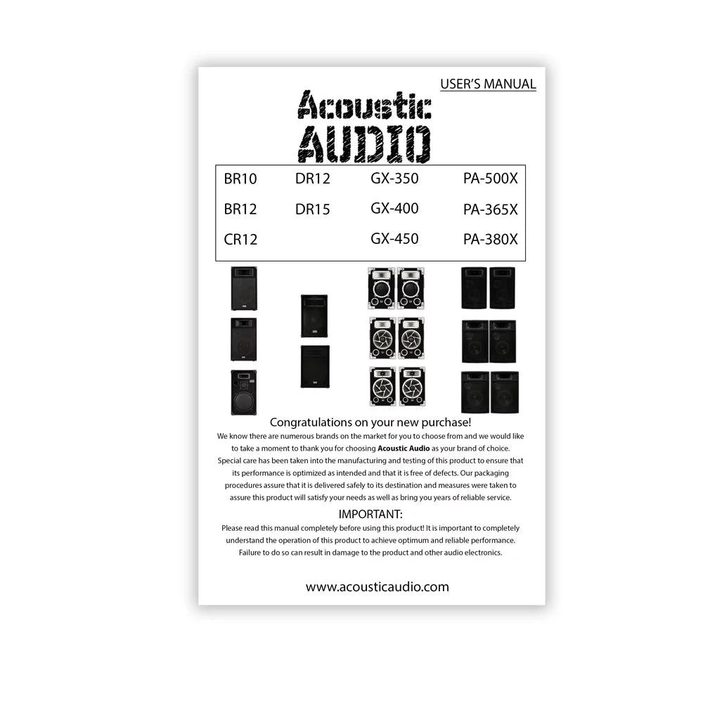 Acoustic Audio  Passive 12"  Speaker Pair 3 Way  Karaoke Band Speakers