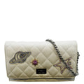 Pre-Owned  Classic 2.55 Reissue Space Charm Quilted Canvas  Crossbody Bag Light Grey