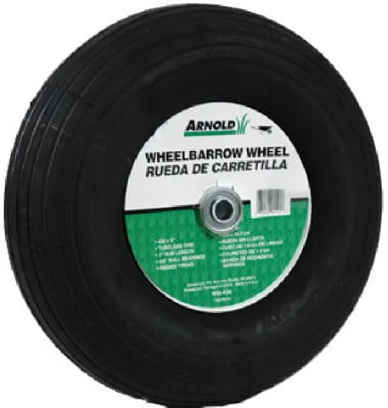 4.00 x 6" Ribbed Tread Wheelbarrow Wheel Assembly 13" ." Hub Length, Each
