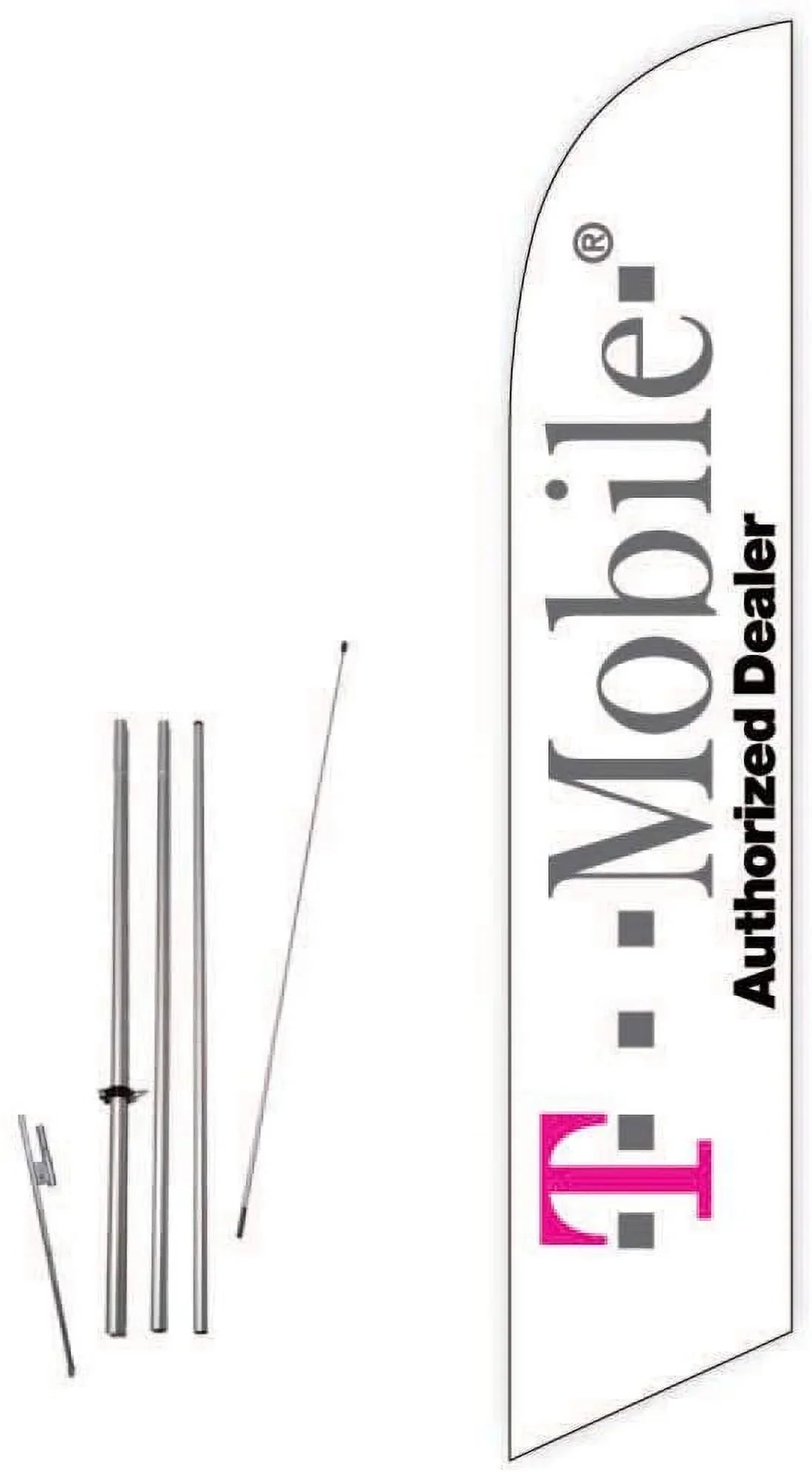 Cobb Promo -Mobile Authorized Dealer White Feather Flag with Complete 15ft Pole kit and Ground Spike