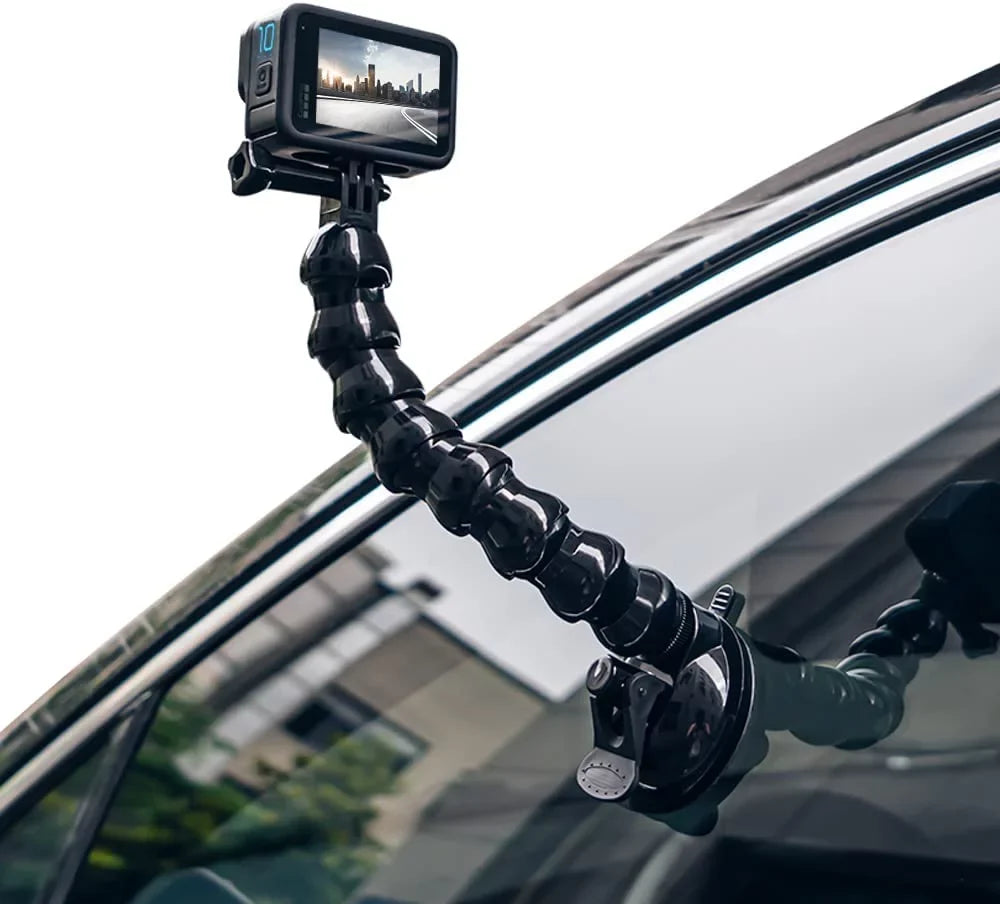 Flexible Gooseneck Suction Cup Camera Car Mount Compatible with Gopro Hero 10 Black,Hero 9/8/7/6/5 Black,