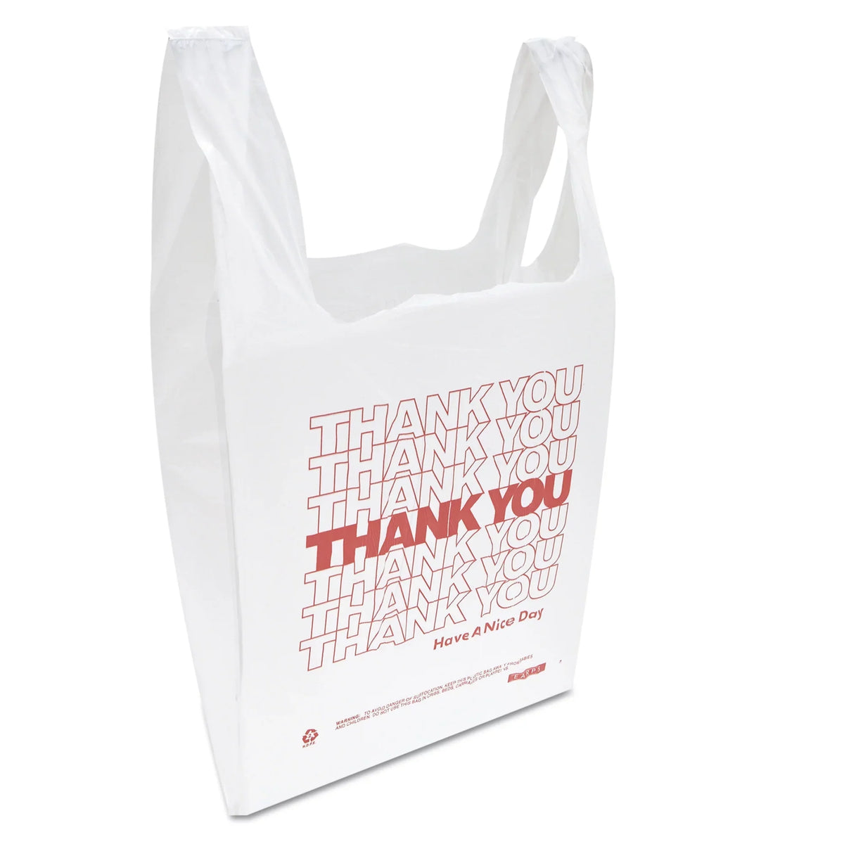 Inteplast Group "Thank You" Handled -Shirt Bags, 11 1/2 x 21, Polyethylene, White, 900/Carton