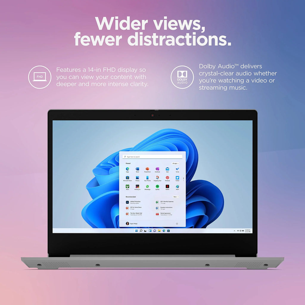 Lenovo 2022 Newest Ideapad 1i Laptop, 14 inch  Display, Intel Quad-Core Processor, 4GB , 256GB Storage, Wi-Fi 6, Bluetooth, Cloud Grey, Windows 11 Home in  Mode