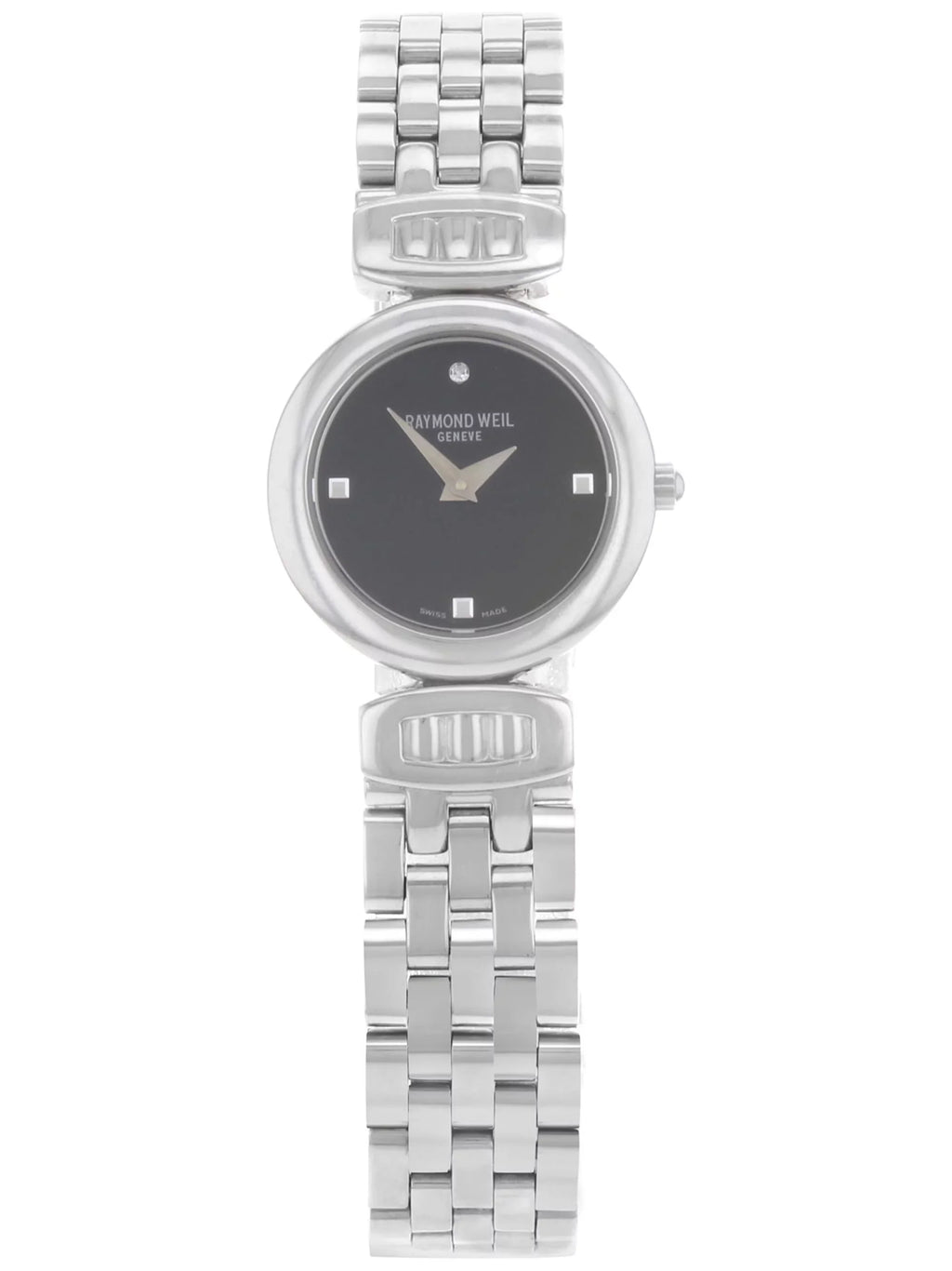 Pre-Owned Raymond Weil Chorus Steel Black Dial Quartz Ladies Watch 5890--20082 (Good)
