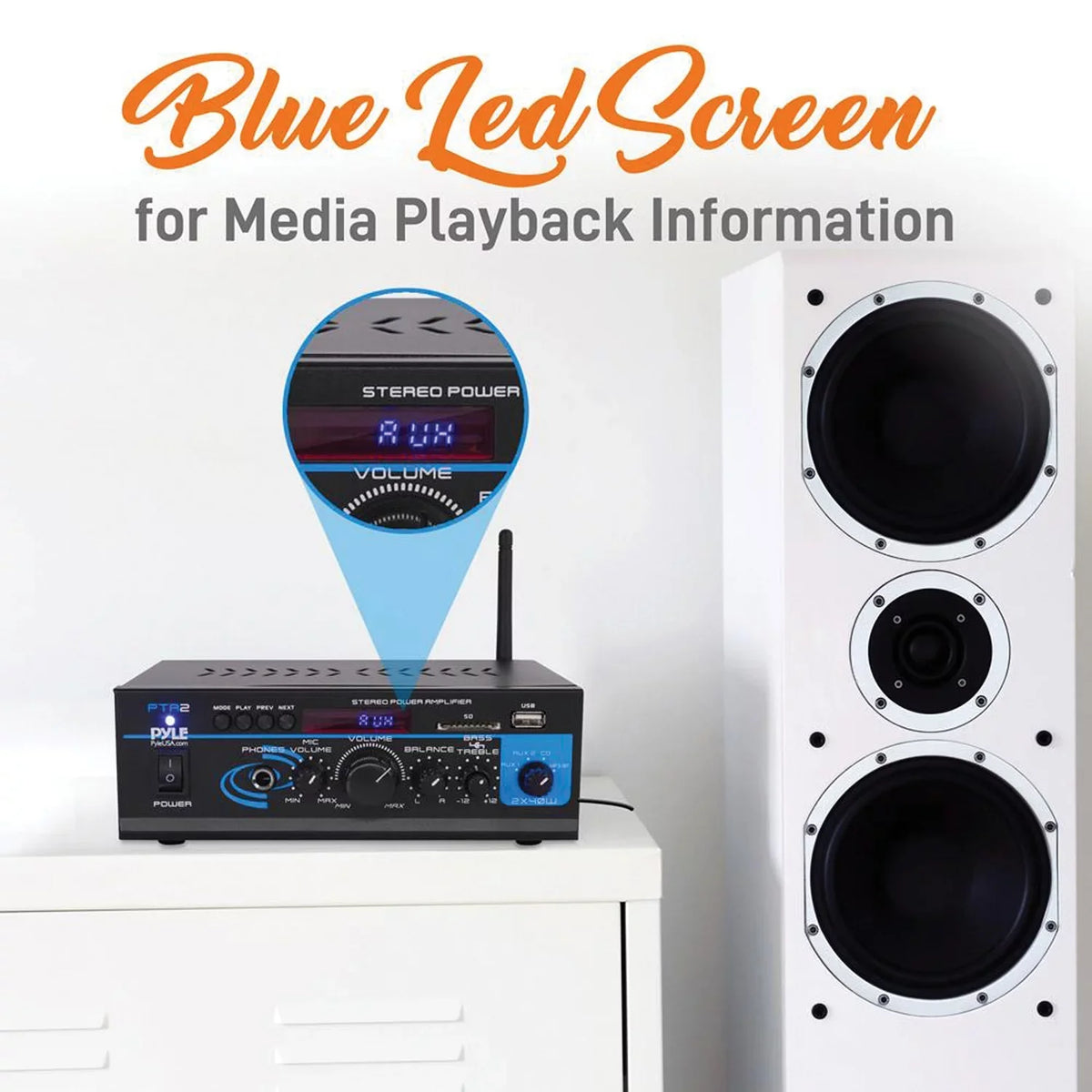 Pyle  2 x 40W Home Stereo Mini Bluetooth Power Amplifier with Remote Control