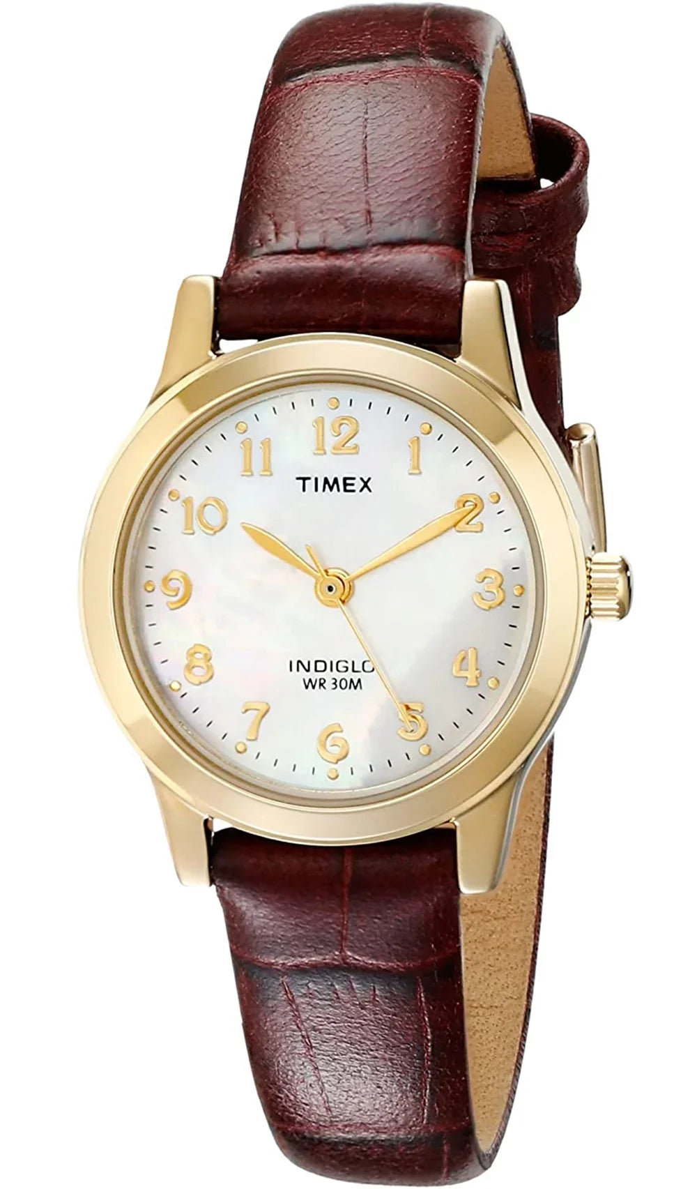 Timex Women's Essex Avenue Gold/Burgundy/ 25mm Dress Watch, Leather Strap