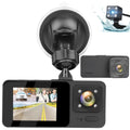 3 Channel Dash Cam,  1080P  Dash Backup Camera with Night Vision, -Sensor, Parking Monitor, Loop Recording - Black