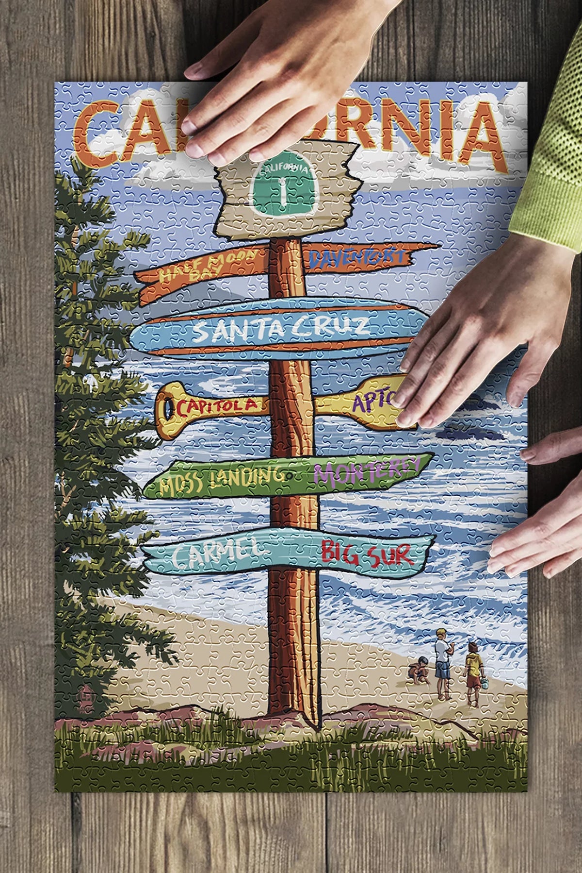 Santa Cruz, California, Destinations Sign (19x27 inches, Premium 500 Piece Jigsaw Puzzle for Adults and Family, Made in )