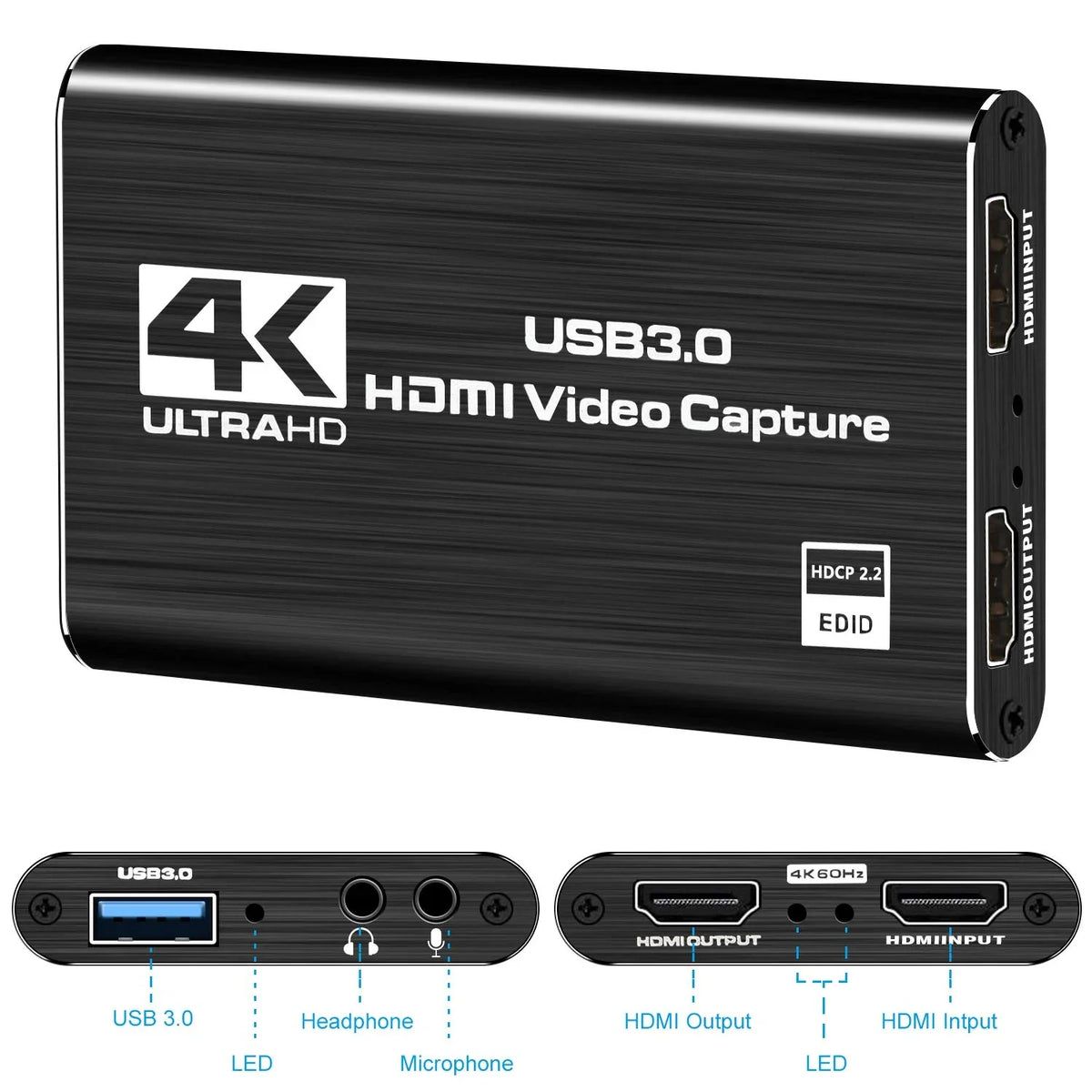 Video Capture Card,  to .0 4K 60HZ Game Capture Device Support Windows Linux   System  YouTube Twitch Streaming and Recording for  Xbox One Game Use