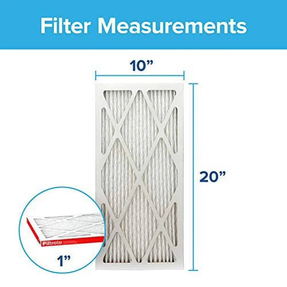 Filtrete 10x20x1,  Furnace Air Filter,  1000, Micro Allergen Defense, 6-Pack (exact dimensions 9.81 x 19.81 x 0.81)