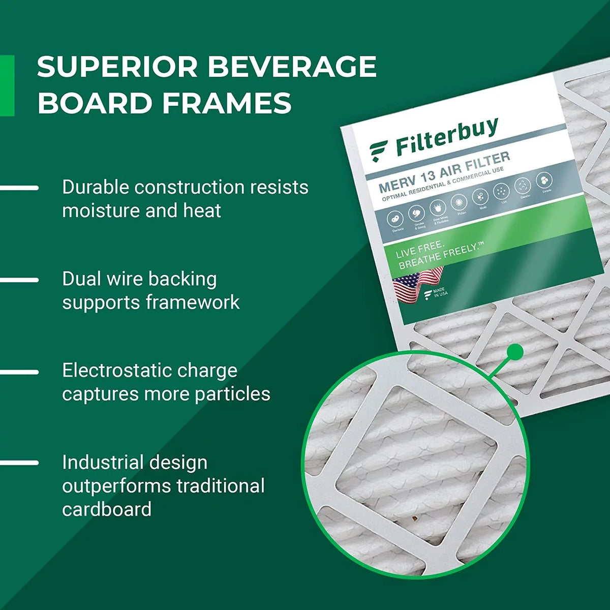 Filterbuy 12x25x1  13 Pleated   Furnace Air Filters (4-Pack)