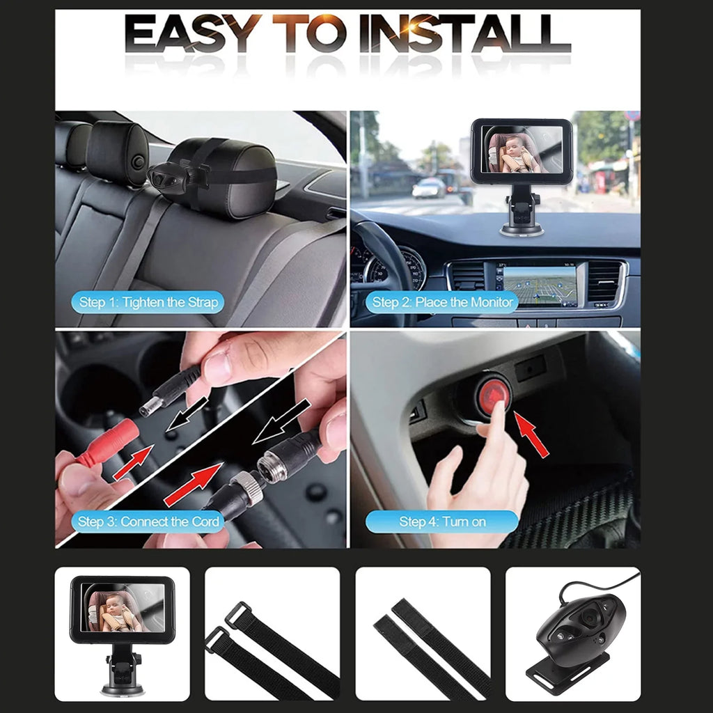 Dazzduo Invigilator,Camera Baby Car Monitor Baby Car 150° Wide View Seat 5 Inch Mirror Display 150° 5 Inch Car Seat Mirror Display Monitor Camera Baby Seat Wide View Vision Baby Car Rear Seat 5