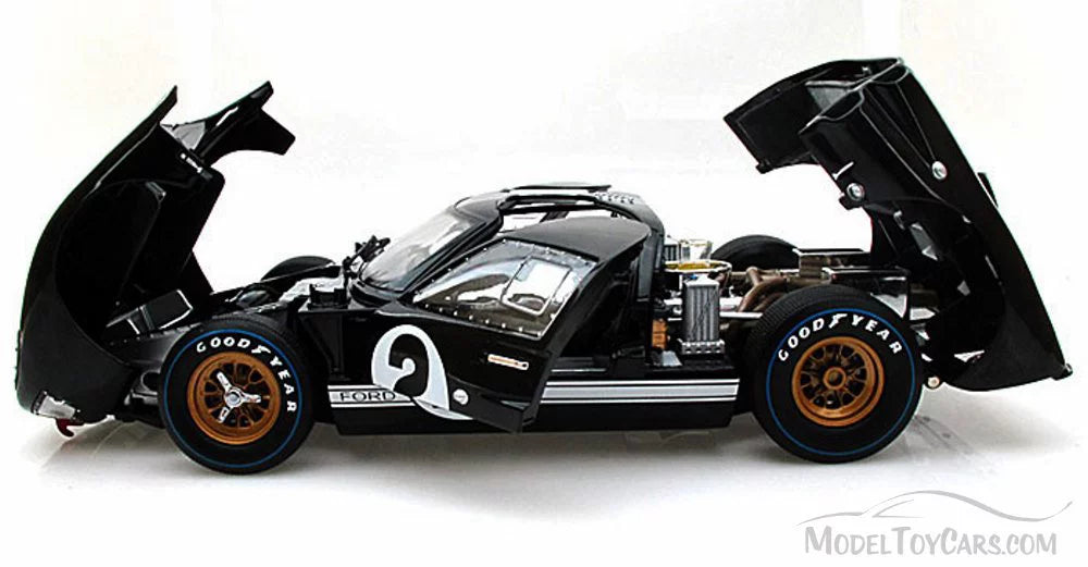 1966 Ford -40   #2, Black w/ Silver Stripes - Shelby   - 1/18 Scale Diecast Model Toy Car