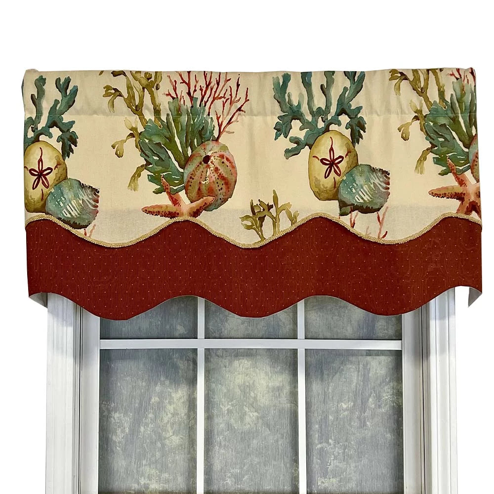 Home Seabed Glory Window Treatment Valance 3" Rod Pocket 50" x 16" Oyster