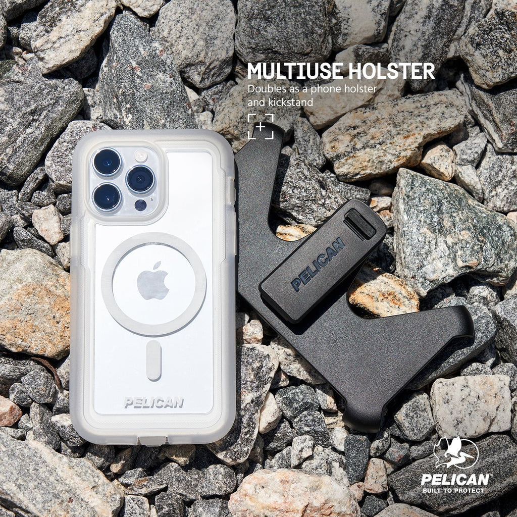 Pelican Voyager Series Apple iPhone 15 Pro Max Case with Belt Clip Holster [MagSafe Compatible] - Clear