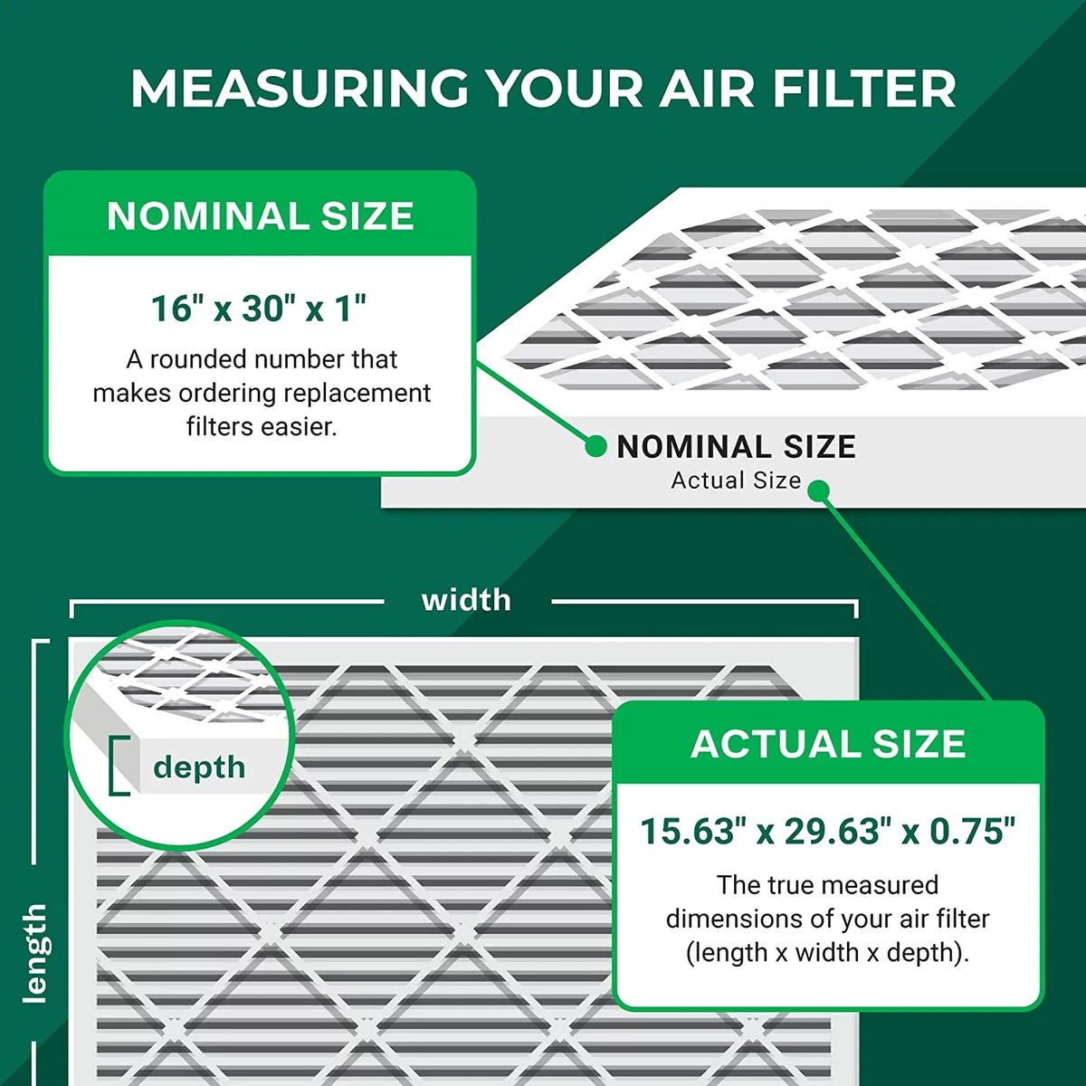 Filterbuy 16x30x1  8 Pleated   Furnace Air Filters (6-Pack)