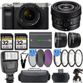 Sony a7C Mirrorless Camera (Silver) with 28-60mm Lens+24mm f/2.8  Lens +Flash- Kit