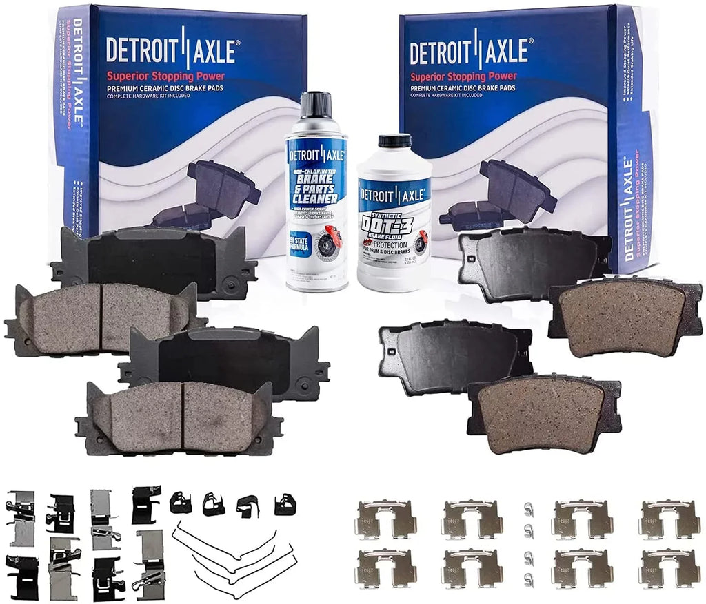 Detroit Axle - Brake Pads for 07-17 Toyota Camry 08-18 Avalon Lexus ES300h, 07-18 , 4 Ceramic Brake Pads Front & Rear 2008 2009 2010 2011 2012 2013 2014 2015 2016 2017 Replacement