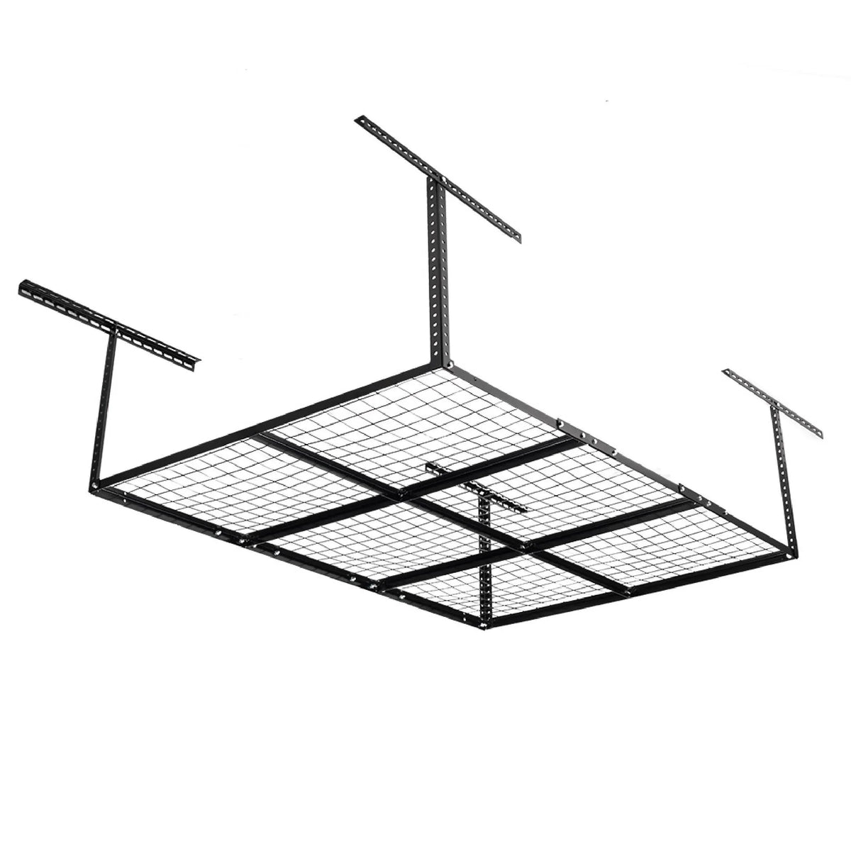 Titan Attachments 4' x 6' Overhead Garage Storage Rack, 20" to 41" Adjustable Height, Ceiling Mount Organization System, Metal Wire Grid with 500  Loading Capacity, Storage for Bikes Equipment Bins