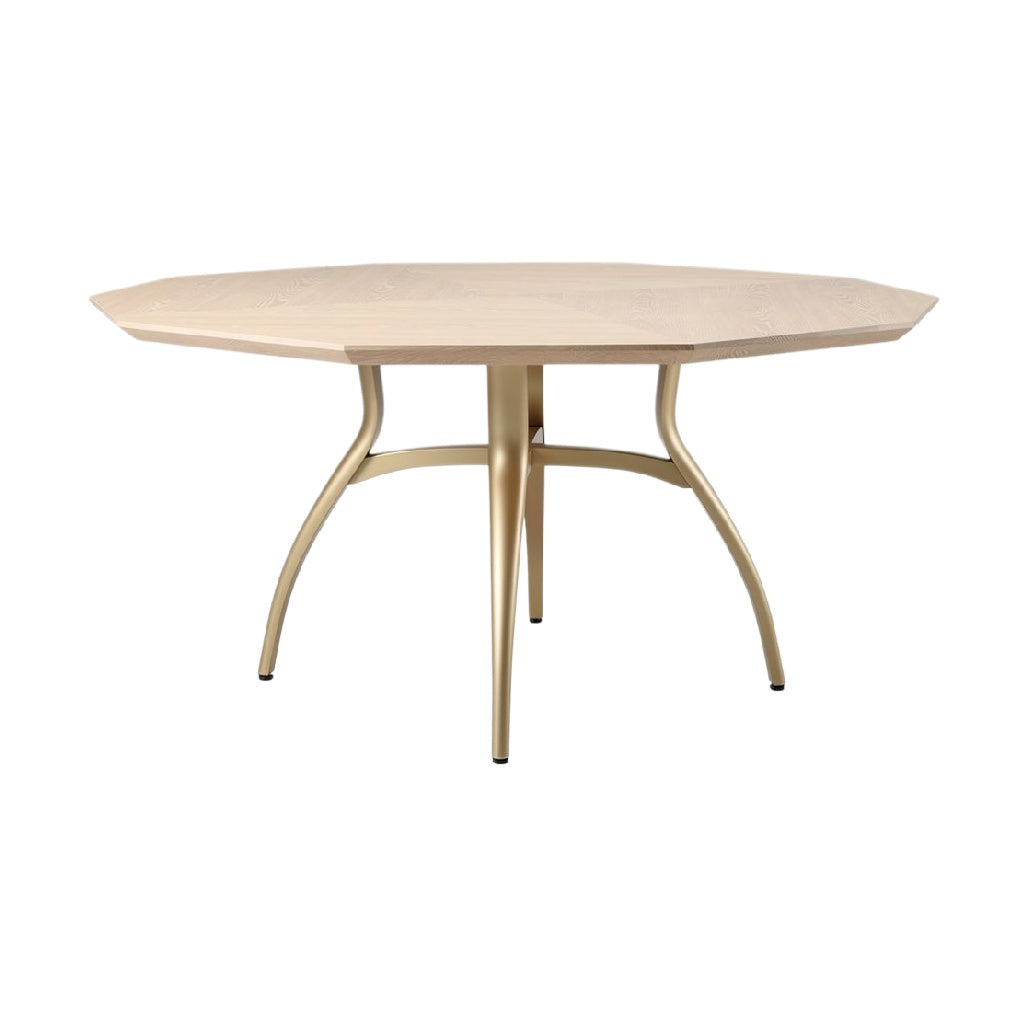 Modern Octagonal Dining Table with Gold Finish Legs