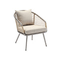 Modern Minimalist Lounge Chair with Cushioned Seat and Rattan Accents