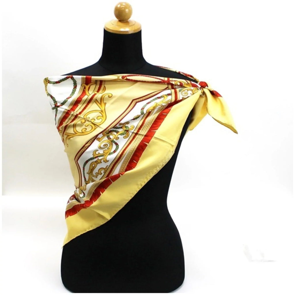 Pre-Owned Celine silk scarf muffler yellow  ladies (Good)