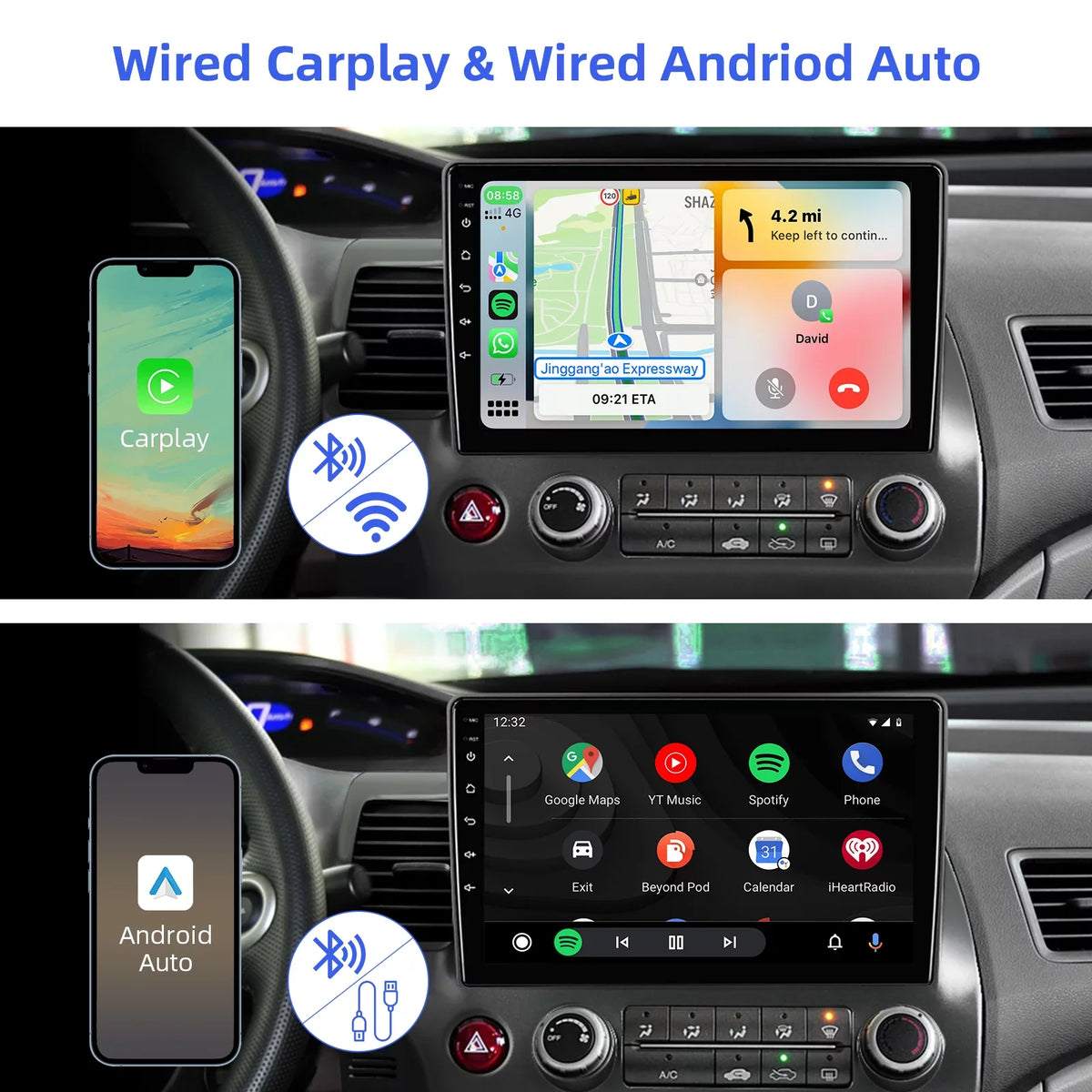 10.1 inches Android 10 Double Din Car Stereo for Honda Civic 2006-2011  Touchscreen Screen Car Radio with Carplay & Android Auto Support Backup Camera  Navi