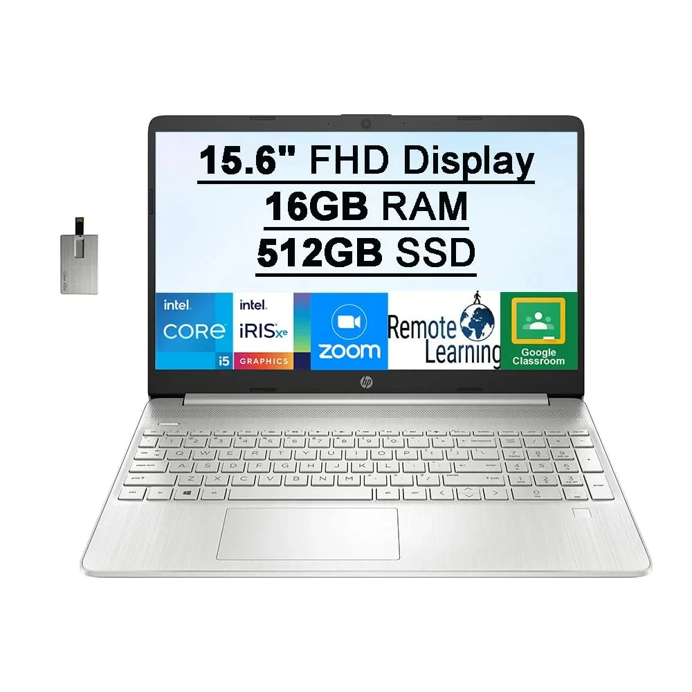 2021 15.6"   Laptop Computer, Intel Core i5-1135G7(Beats i7-1065G7), 16GB , 512GB PCIe , Intel Iris Xe Graphics,  Webcam,  Audio, Fingerprint, , Win 10S, Silver, 32GB  Card