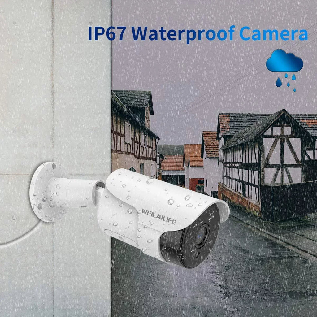 {5.0MP Two Way Audio} PoE Security Camera System, 8pcs Wired   Cameras 8 Channel  Recorder with 4TB  for Outdoor/Indoor Use