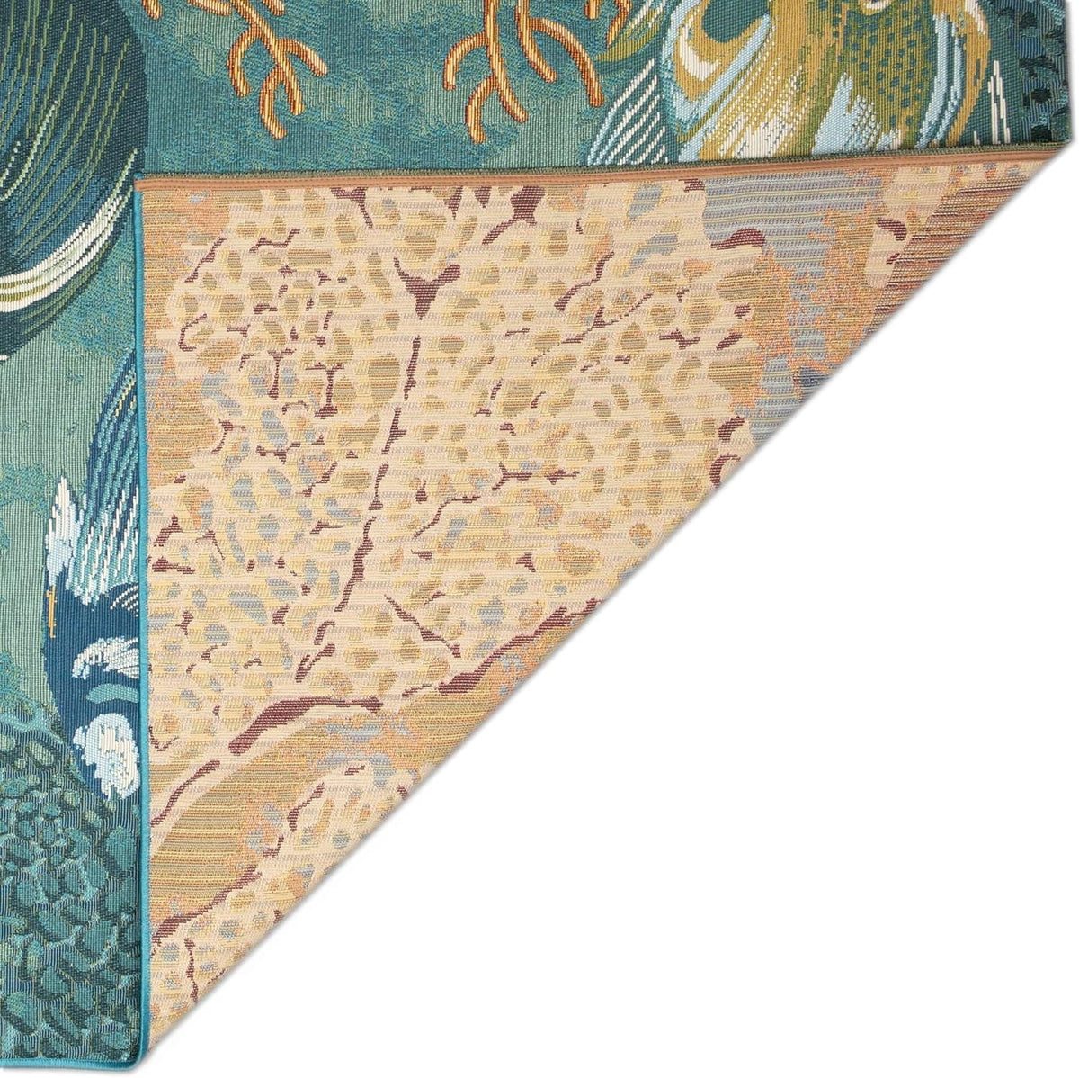Marina Indoor/Outdoor Power Loomed Synthetic Blend Low Profile Area Rug - Transitional Graphic Coastal Animal Colorful (Fish Aqua) (6'6"  9'4")