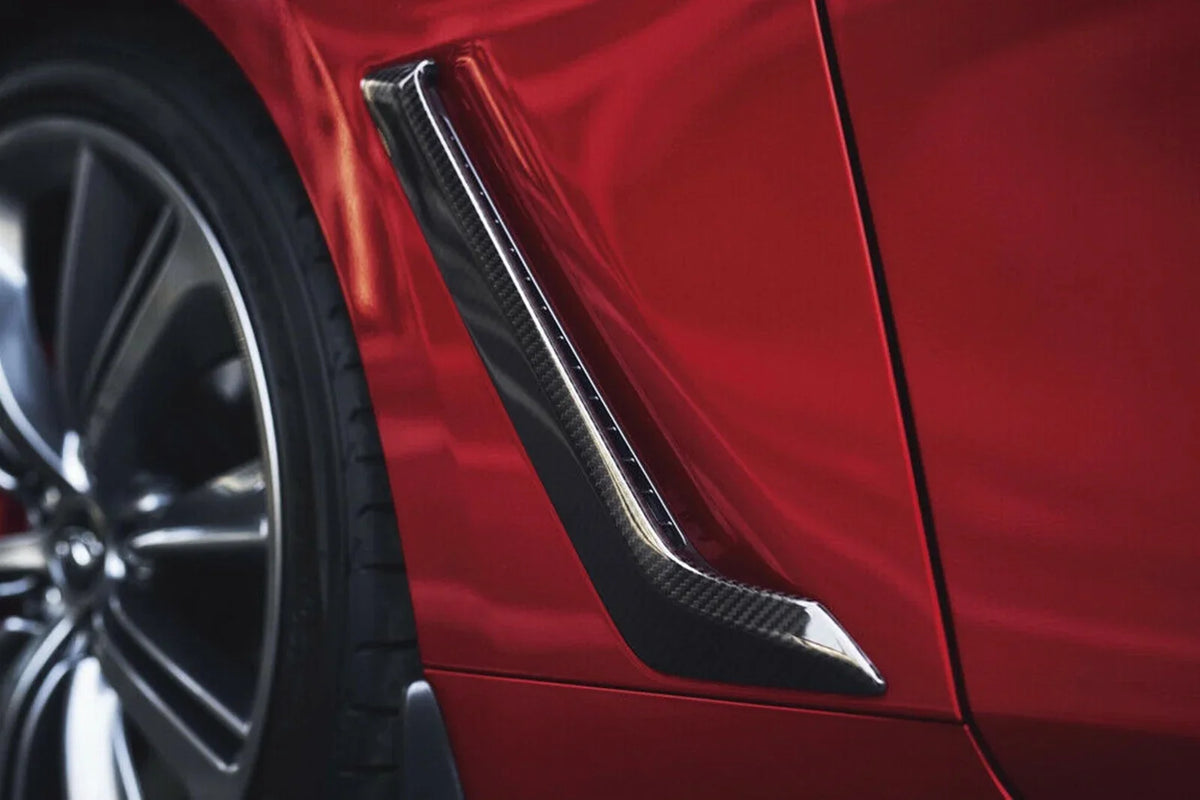Side Fender Air Vent Cover Kit For Infiniti   2015-2022 2019  Black Carbon Fiber