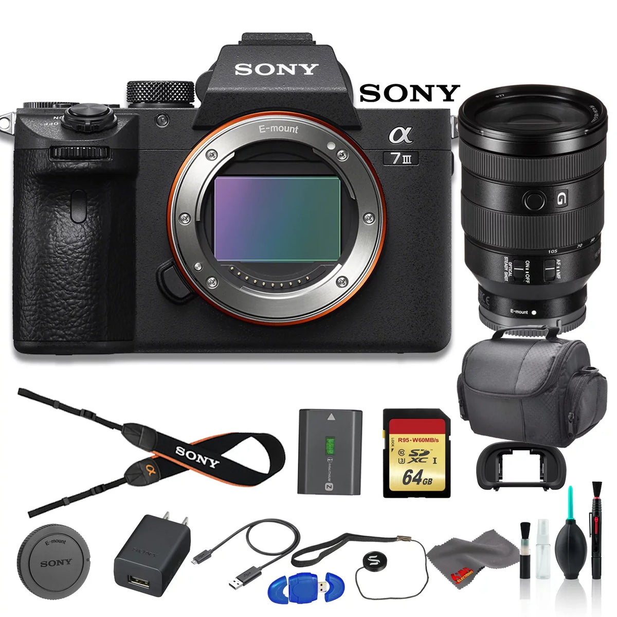 Sony Alpha a7  Mirrorless Digital Camera Bundle - With Sony  24-105mm f/4 Lens, Bag, 64GB Memory Card, Memory Card Reader and More