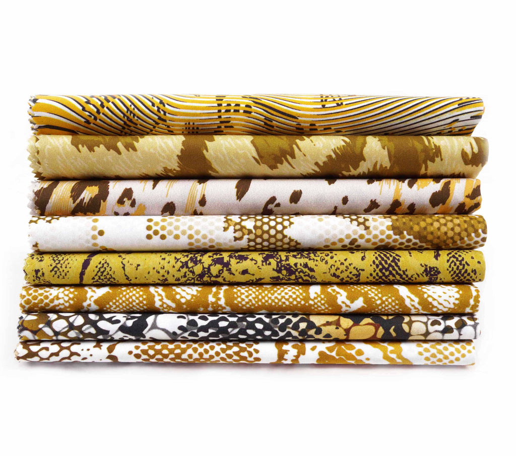 Soimoi 8 Pc Fat Quarter Bundle -Animal SkinPrint 18"x 22" Patchwork-100% CottonPre-Cut Quilting Fabric (Yellow)
