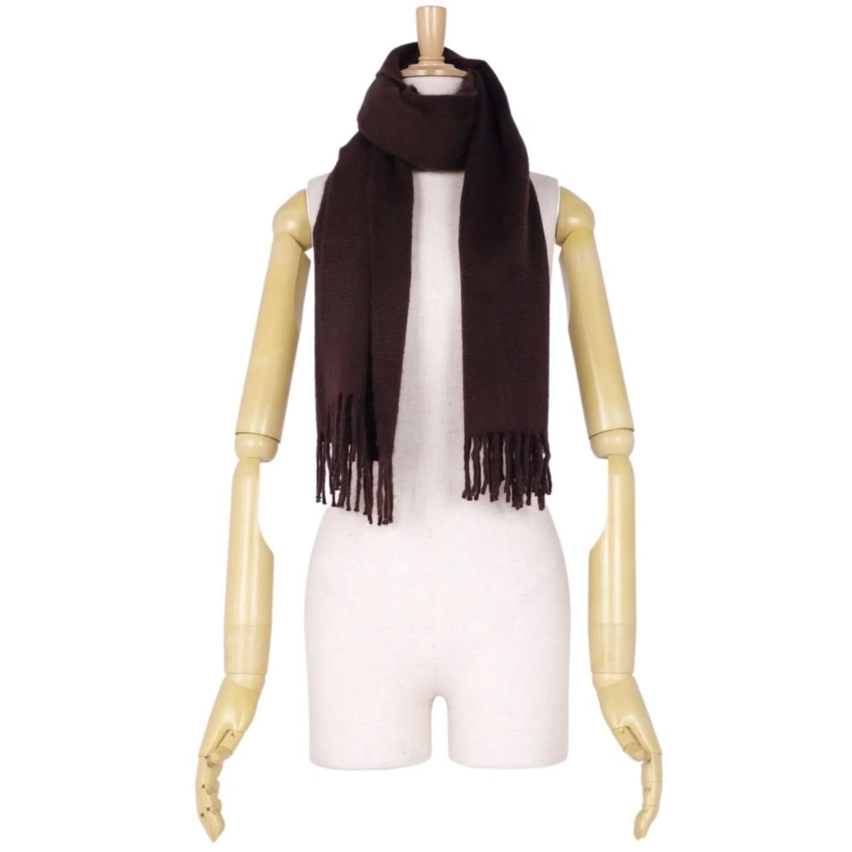Pre-Owned  scarf 100% cashmere embroidery men's women's dark brown (Good)