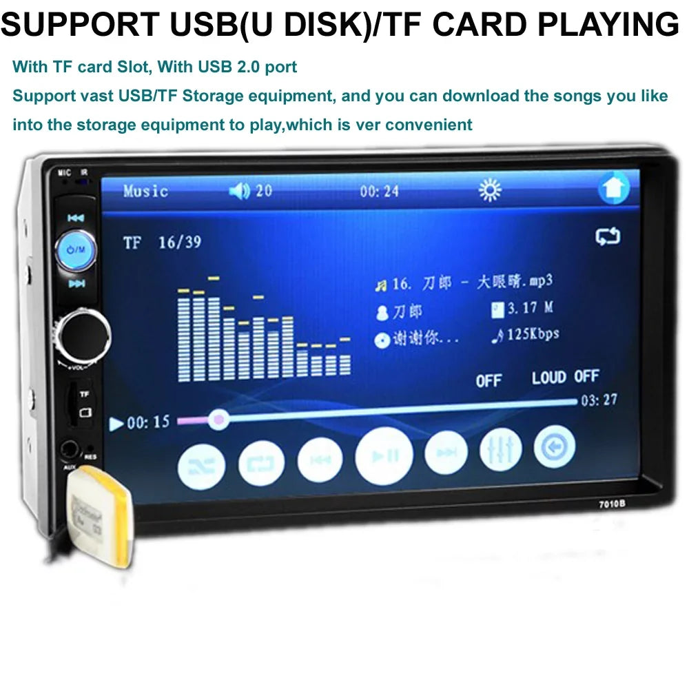 Polarlander Double Din Car Stereo Car Audio 7-inch  Touch Screen Car radio Player Bluetooth with Multimedia     /4/3 Mirror Link Function
