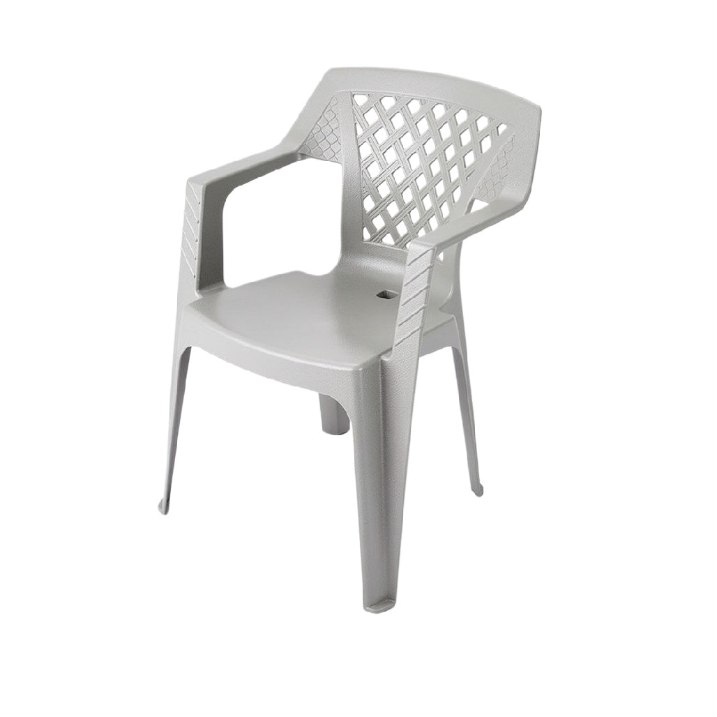 Compact Lightweight Plastic Chair with Lattice Design