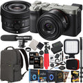 Sony a7C Mirrorless Full Frame Camera Body with Sony  24mm .8  Compact Lens  Silver / Bundle with Deco Gear Photography Backpack Case + Microphone +  + Monopod and Accessories