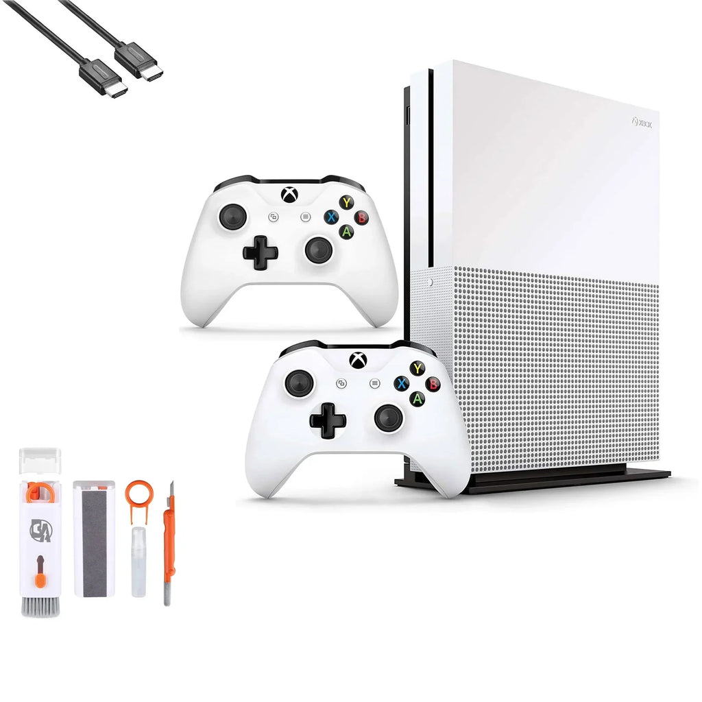 Microsoft Xbox One  1TB with 2 Controller, 4K Ultra  White with   Cleaning Kit  Bundle Like New